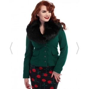 Collectif green wool coat nwt